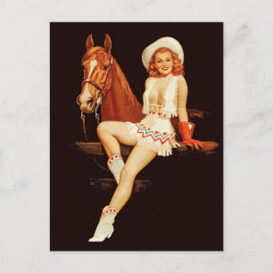 Cartão Postal Cowgirl Pin-Up