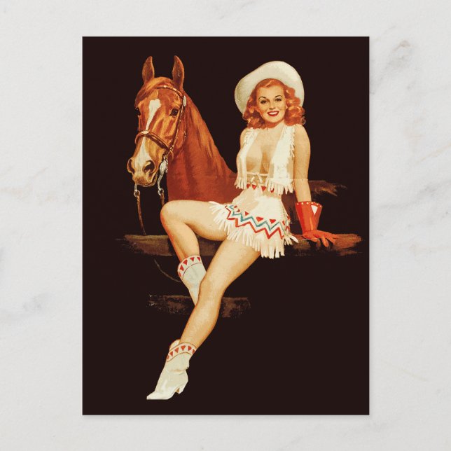 Cartão Postal Cowgirl Pin-Up (Frente)