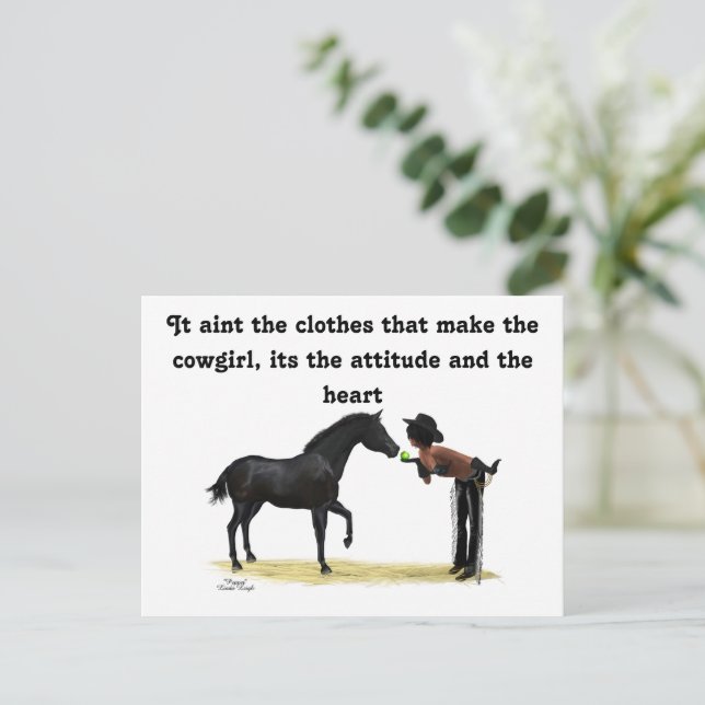 Cartão Postal Cowgirl Pinup with Horse Postcards (Em pé/Frente)