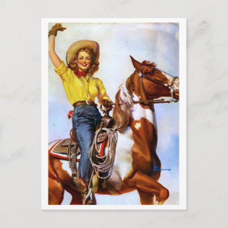 Cartão Postal Cowgirl Rider Pin Up