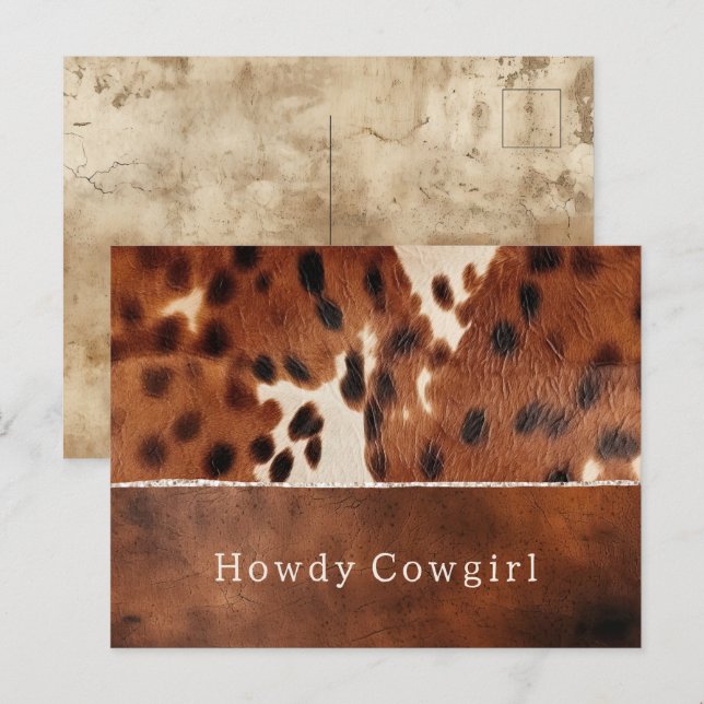 Cartão Postal Cowhide Preto-Castanho-Sudoeste (Frente/Verso)