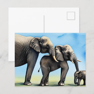 Cartão Postal Cozedura da Família Elefante-Cuja