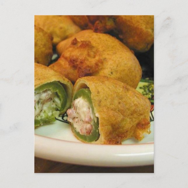 Cartão Postal Cozinhar de Janto de Comidas de Jalapenos Stuffed (Frente)