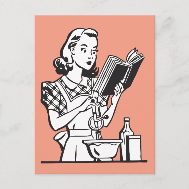 Cartão Postal Cozinhar feminino retrô engraçado 1950 (Frente)