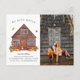 Cartão Postal Cozy Autumn Cabine   Anúncio de mudança