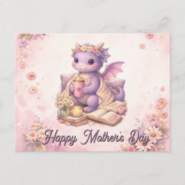 Cartão Postal Cozy Bookish Mom Dragon Coffee Postcard