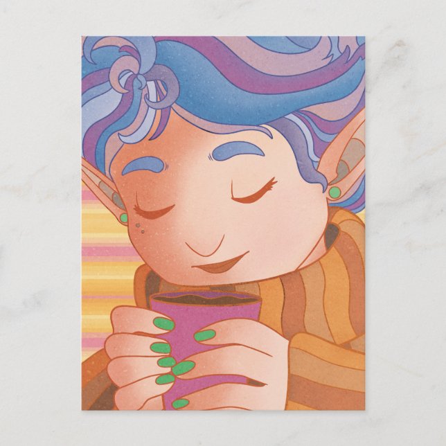 Cartão Postal Cozy Christmas Elf (Frente)