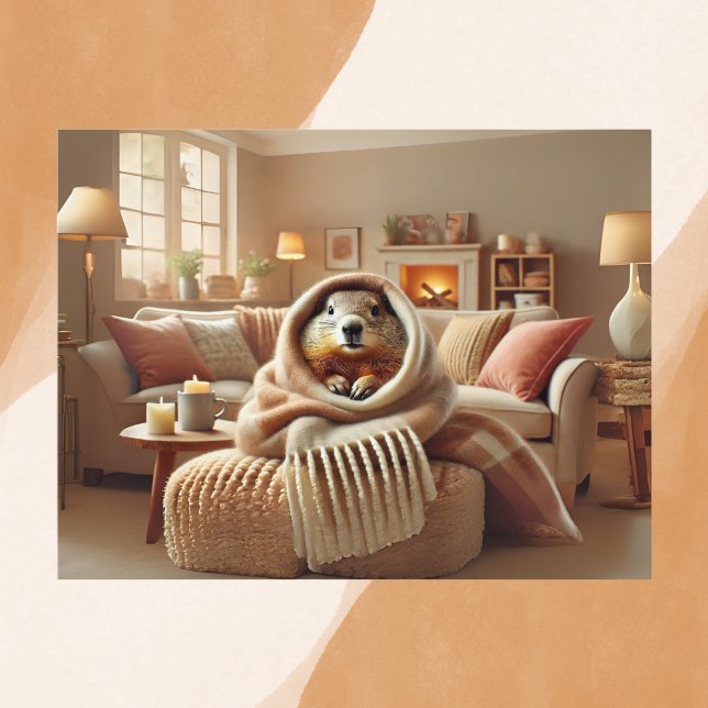 Cartão Postal Cozy Groundhog Winter Warmth (Criador carregado)