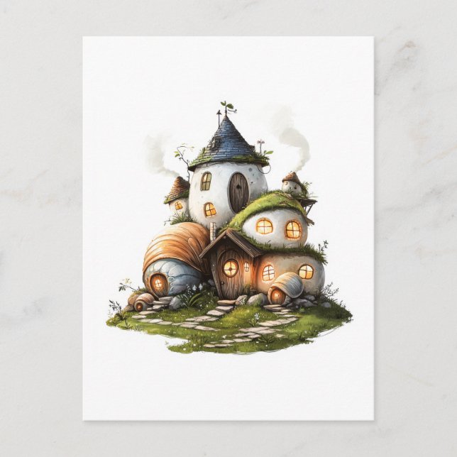 Cartão Postal Cozy Snail Shell Cottages (Frente)
