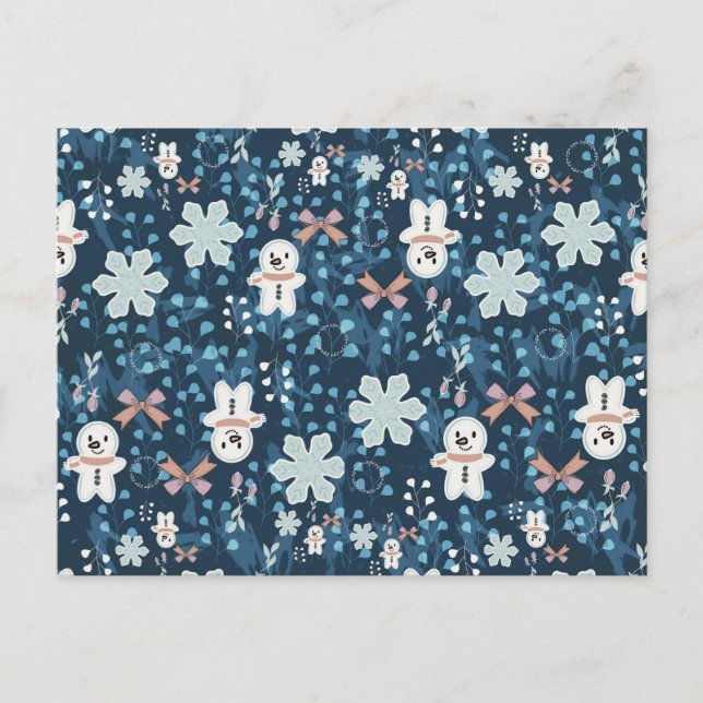 Cartão Postal Cozy Whimsical Holiday Throw Pillow (Frente)