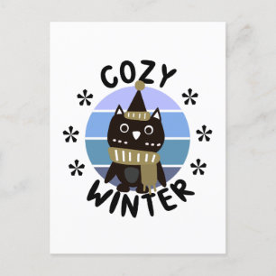 Cartão Postal Cozy Winter, Coruja Bonita