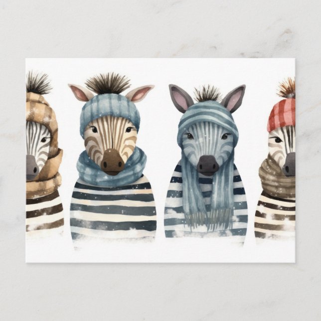 Cartão Postal Cozy Zebras (Frente)