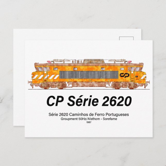 Cartão Postal CP Série 2620 Locomotiva Elétrica. Loco Nez-Casse (Frente/Verso)