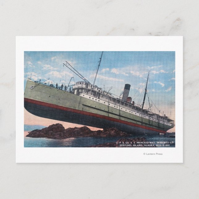 Cartão Postal CPR SS Princess May WreckSentinel Island, AK (Frente)