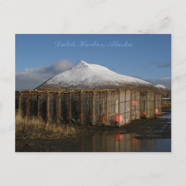 Cartão Postal Crabpot Yard em Dutch Harbor, Alasca (Frente)