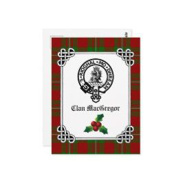 Cartão Postal Crachá Clan MacGregor Crest e Feriado Tartan