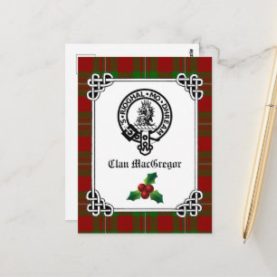 Cartão Postal Crachá Clan MacGregor Crest e Feriado Tartan