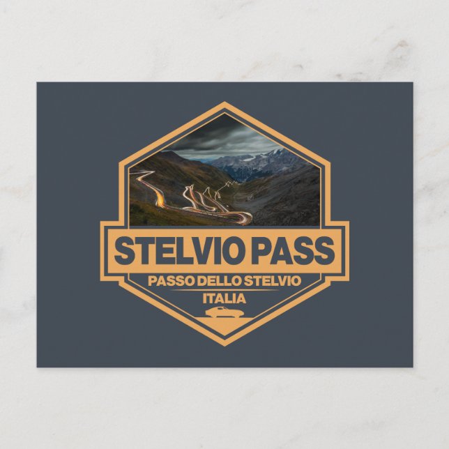 Cartão Postal Crachá de Viagem de Arte Stelvio Pass Passo Dello  (Frente)