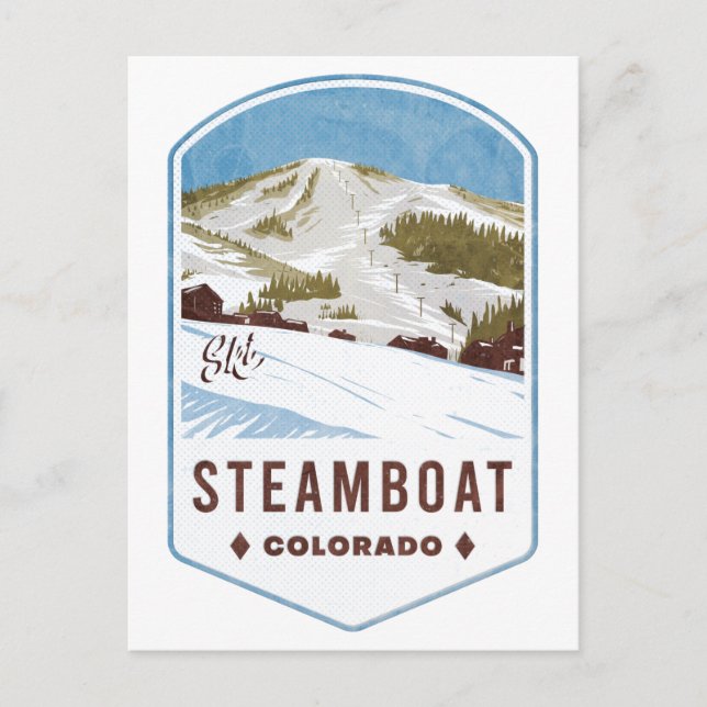 Cartão Postal Crachá Steamboat Colorado Ski (Frente)