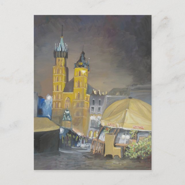 Cartão Postal Cracóvia à noite (Frente)