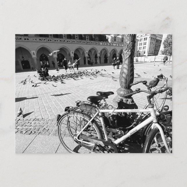 Cartão Postal Cracóvia, Cidade Velha, carta Polônia a preto e br (Frente)