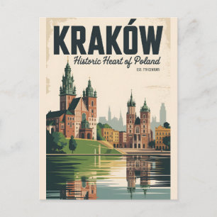 Cartão Postal Cracóvia Polónia Céu Retro Paisagem Urbana Viagem