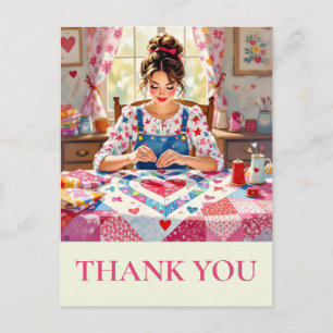 Cartão Postal Crafter Quilting Costura Obrigado