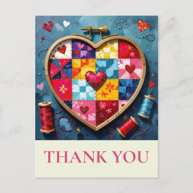 Cartão Postal Crafter Quilting Sewing Thank you (Frente)