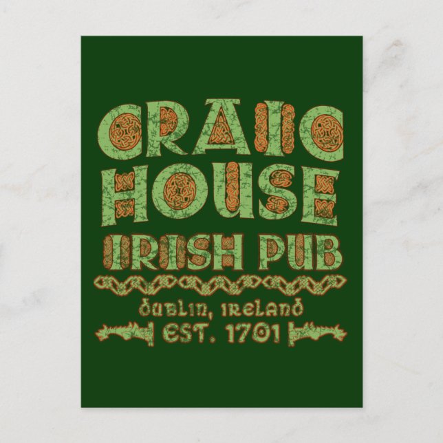 Cartão Postal CRAIC HOUSE IRISH PUB Dublin Est 1701 (Frente)