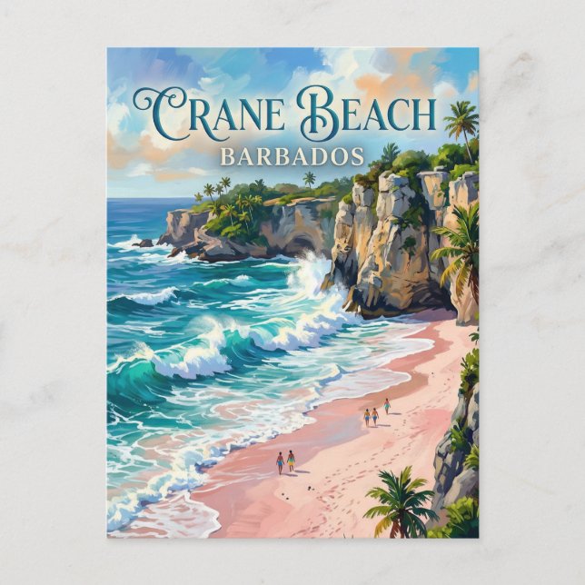 Cartão Postal Crane Beach Barbados (Frente)