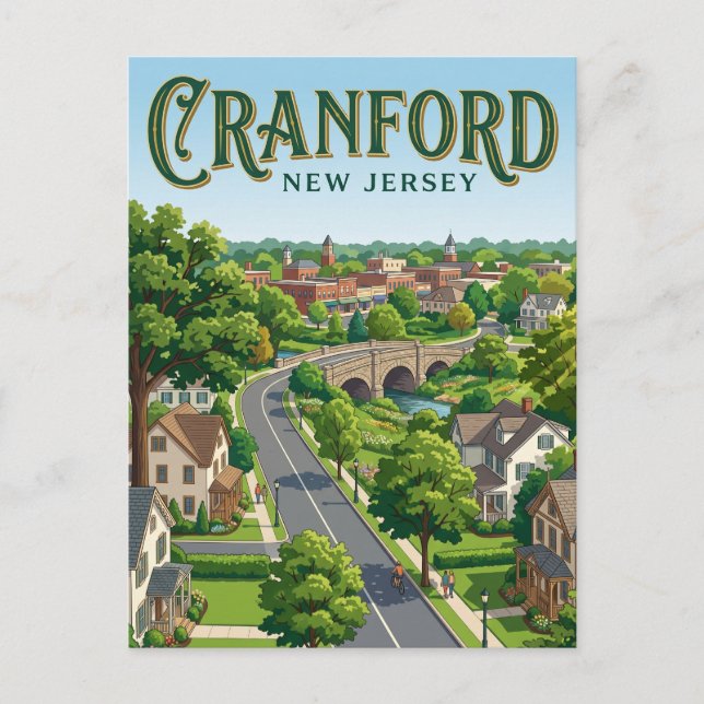 Cartão Postal Cranford Nova Jérsei (Frente)