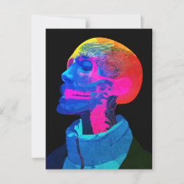 Cartão Postal Crânio Cibernético – Arte Anatômica Futurista