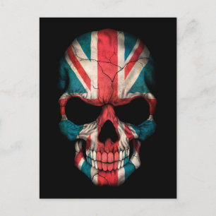 Cartão Postal Crânio da bandeira britânica em preto