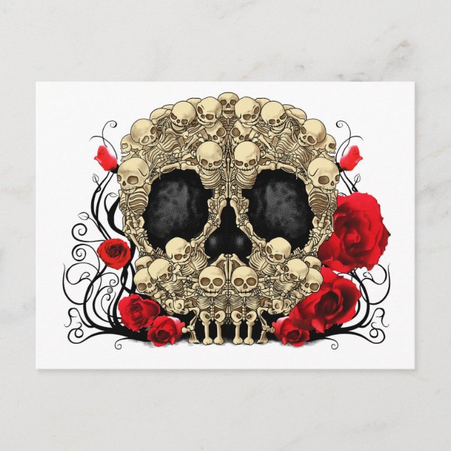 Cartão Postal Crânio de Açúcar - Design de Tatuagem (Frente)