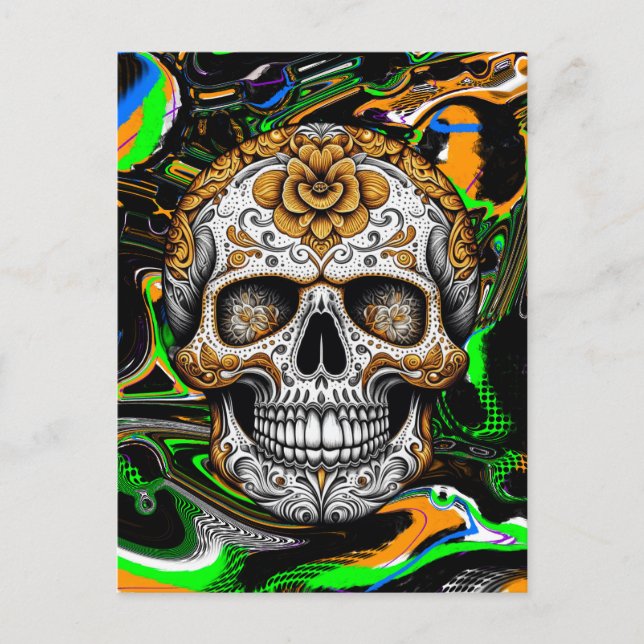 Cartão Postal Cranio de Açúcar Halloween (Frente)