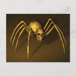 Cartão Postal Crânio de Aranha do Halloween