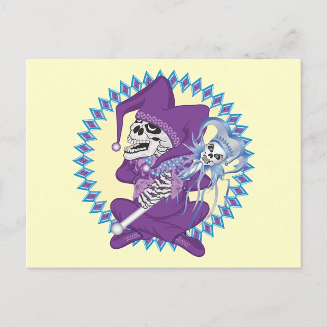 Cartão Postal Crânio de Jester Bonito (Frente)