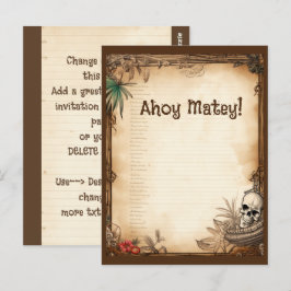 Cartão Postal Crânio de Pirata Fale como um pirata aniversário