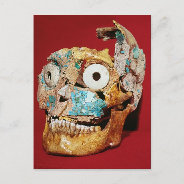 Cartão Postal Crânio decorado com um mosaico em turquesa (Frente)