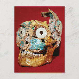 Cartão Postal Crânio decorado com um mosaico em turquesa