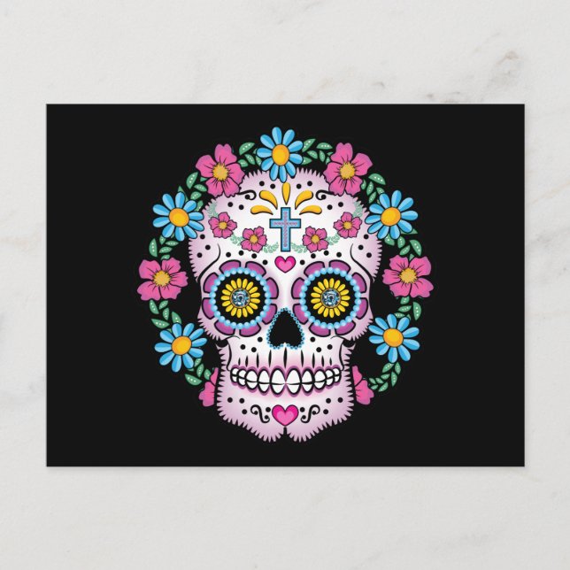 Cartão Postal Crânio do Dia de los Muertos (Frente)