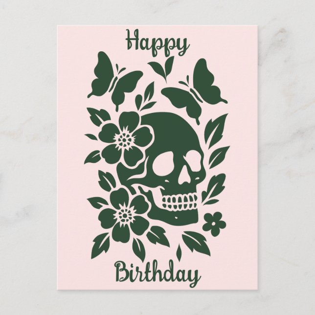 Cartão Postal Crânio e Borboletas (Frente)