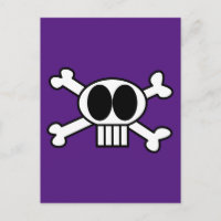 Crânio e ossos Cruzados com Olhos Grandes Pretos