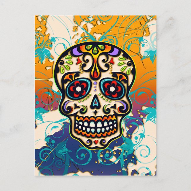 Cartão Postal Crânio Mexicano, Dia dos Mortos (Frente)