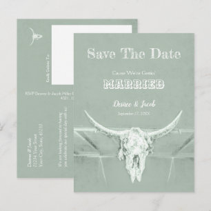 Cartão Postal Crânio Ocidental Rústico em Verde Oliva Salve a Da