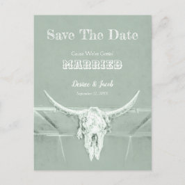 Cartão Postal Crânio Ocidental Rústico em Verde Oliva Salve a Da