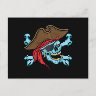 Cartão Postal Crânio Pirata e Crossbone
