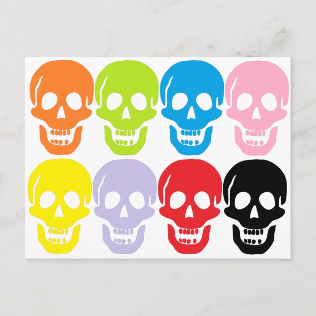 Cartão Postal crânios de cores múltiplas (Frente)