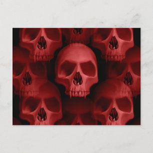 Cartão Postal Crânios de horror vermelhos