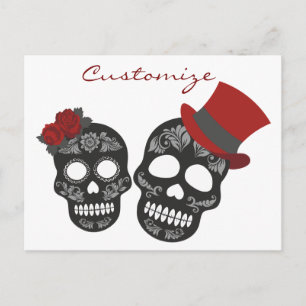 Cartão Postal Crânios pretos Duo Thunder_Cove